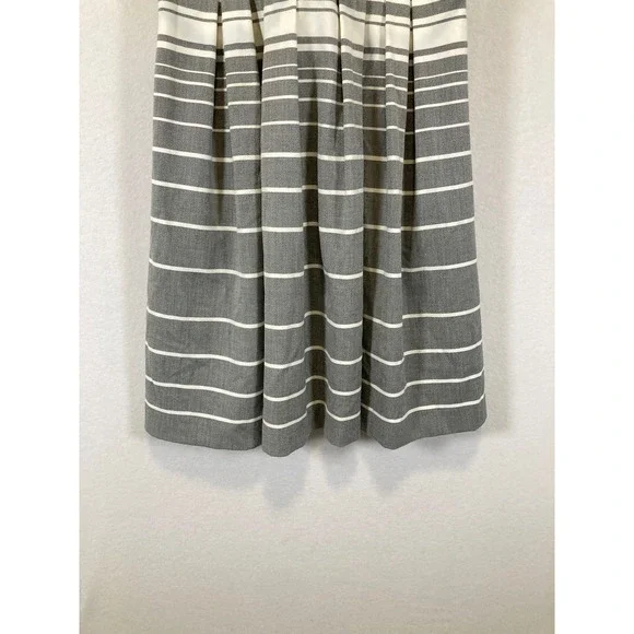 Classic Preppy Calvin Klein Women 6 Grey White Striped Belted Fit Flare Dress - Picture 11 of 12